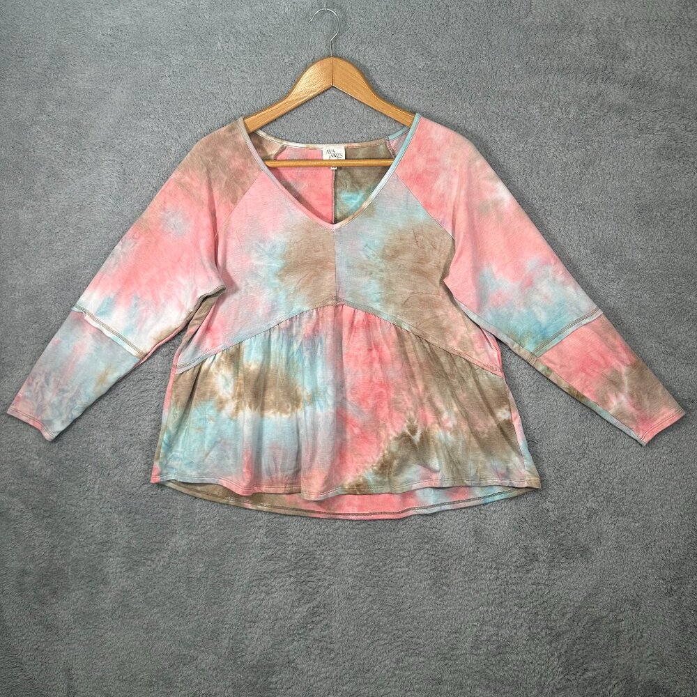 Ava James Womens Tie‎ Dye Top Size 1x
